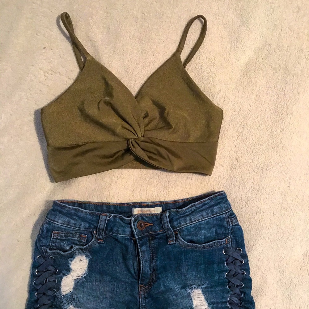 Olive Crop Top